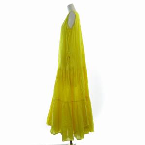 UNITED ARROWS UWSC コットン Vネック マキシワンピース ロング ノースリーブ 36 S 黄 イエロー 1526-199-1804