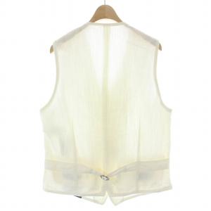 LARDINI ブートニエール ベスト ジレ シングル Vネック 麻 リネン混 48 S 白 ホワイト タグ付き /BB