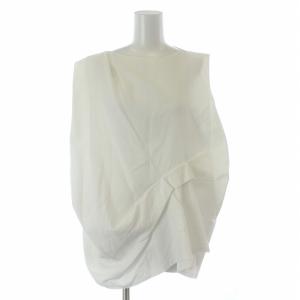 ENFOLD ノーカラーブラウス シャツ ノースリーブ 変形 38 M 白 ホワイト /KL