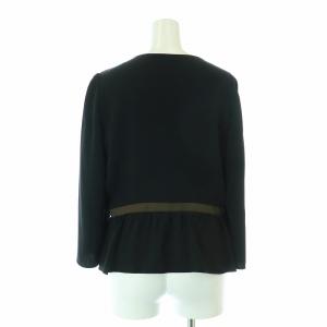 FOXEY NEW YORK ノーカラージャケット リボン 薄手 40 M 黒 ブラック