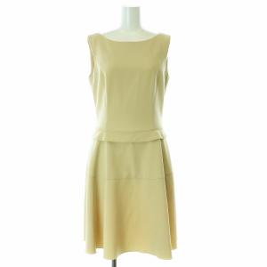 ワンピース フレア ミモレ ロング ノースリーブ ストレッチ 40 M ベージュ /KU