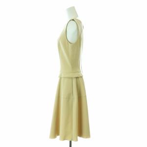 FOXEY NEW YORK ワンピース フレア ミモレ ロング ノースリーブ ストレッチ 40 M ベージュ /KU