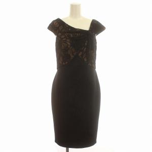 TADASHI SHOJI ワンピース フレンチスリーブ レース ドレス 半袖 ひざ丈 2 M 黒 ブラック /G