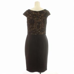 TADASHI SHOJI ワンピース フレンチスリーブ レース ドレス 半袖 ひざ丈 2 M 黒 ブラック /G