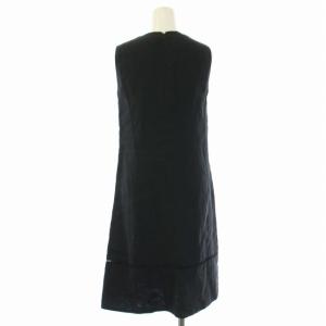 CELINE ワンピース リネン ノースリーブ ひざ丈 40 XL 黒 ブラック
