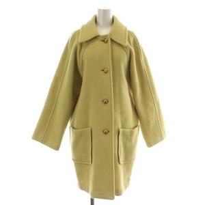 ステンカラーコート ロング シングル 金ボタン ヴィンテージ イエロー