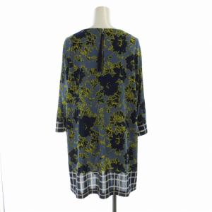 Leilian ワンピース ひざ丈 総柄 シアー シースルー 七分袖 13+ XL マルチカラー