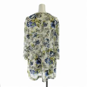 Leilian カットソー チュニック 花柄 レース スクエアネック 七分袖 11 L マルチカラー