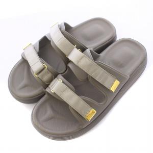 Deuxieme Classe別注 グログランダブルストラップサンダル 厚底 ゴム US7 25cm カーキ