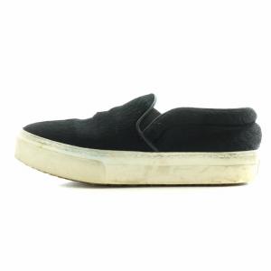 スリッポン スニーカー シューズ ハラコ 36 23.0cm 黒 ブラック /NW9
