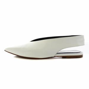 CELINE FLAT V NECK SLINGBACK パンプス ポインテッドトゥ レザー 35 22.0cm 白