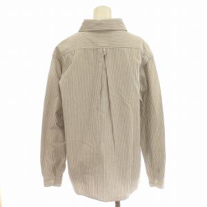 DANTON 丸襟オックスシャツ ストライプ ハーフボタン シャツ 長袖 40 M グレー