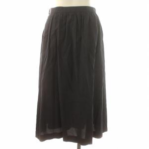 MARGARET HOWELL フレアスカート ロング マキシ 絹 シルク混 ギャザー 2 M 黒 ブラック /KL