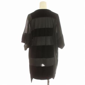 Y's ヨウジヤマモト カットソー 半袖 ボーダー シースルー メシュ ベロア Tシャツ 2 M 黒 ブラック