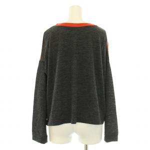 Y's ヨウジヤマモト カットソー 長袖 クルーネック ペイズリー柄 切替 ウール 2 S チャコールグレー 赤 レッド