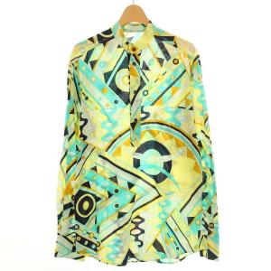 Emilio Pucci FIRENZE シャツ ブラウス 長袖 バンドカラー ハーフボタン プッチ柄 総柄 S マルチカラー