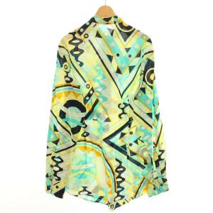 Emilio Pucci FIRENZE シャツ ブラウス 長袖 バンドカラー ハーフボタン プッチ柄 総柄 S マルチカラー