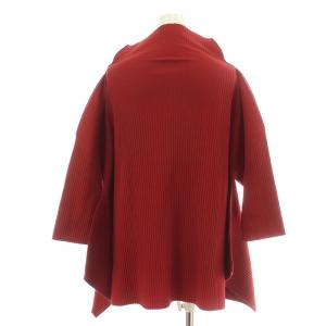 me ISSEY MIYAKE カットソー プリーツ 変形 ハイネック レッド