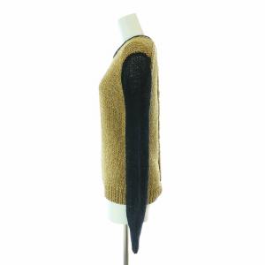 Tao AD2013 ニット 長袖 クルーネック ラメ糸 切替 モヘヤ混 ウール混 ゴールドカラー 黒 ブラック TL-N017