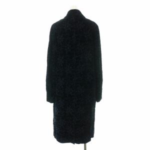 Tao AD2002 ステンカラーコート ロング ベロア 花柄 刺繍 丸襟 M 黒 ブラック グレー TH-C019