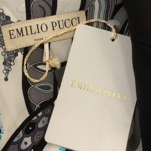 Emilio Pucci テーラードジャケット ブレザー 肩パッド 裏地総柄 38 M 黒 ブラック