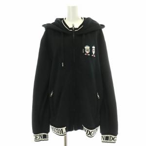 DGFAMILY パーカー ジャケット ジップアップ 長袖 ロゴ ジャガード 刺繍 36 S 黒 ブラック 白 ホワイト F9C87ZG7RGV