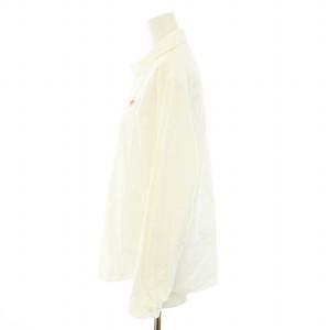 DANTON オックスフォード丸襟プルオーバーシャツ ブラウス 長袖 ロゴワッペン 34 S 白 ホワイト JD-3564