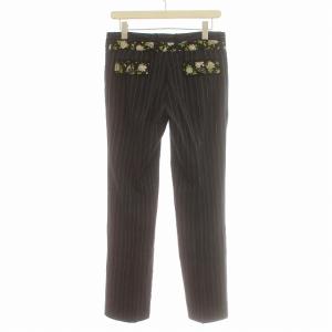 DOLCE&GABBANA パンツ ストライプ 花柄 スラックス 40 M 黒 ブラック /G