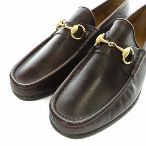 美品✨ グッチ ホースビット ローファー ブラウン レザー 23.5cm相当 グッチ ホースビット レザー ローファー UK6 メンズ ブラウン