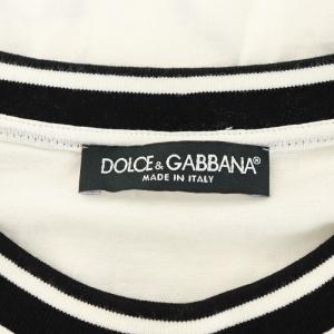 DOLCE&GABBANA Tシャツ カットソー 半袖 バラ ロゴ 52 XL 白 ホワイト 黒 ブラック G8JS9T/HH7JW