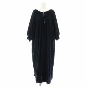 23SS ジャージーギャザーワンピース ロング マキシ バックオープン リボン ラグランスリーブ 五分袖