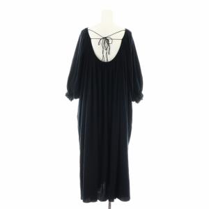 BEAMS BOY 23SS ジャージーギャザーワンピース ロング マキシ バックオープン リボン ラグランスリーブ 五分袖