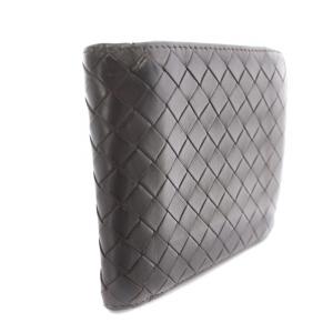 BOTTEGA VENETA イントレチャート 財布 二つ折り 札入れ レザー 編み込み ダークブラウン