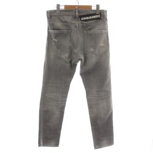 DSQUARED2 19SS デニムパンツ ジーンズ ボタンフライ スリム スキニー ダメージ加工 ペイント 44 XS グレー
