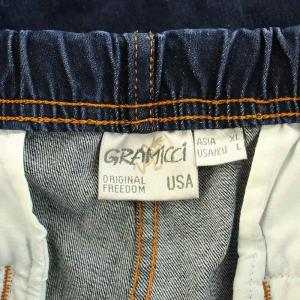 GRAMiCCi DENIM MIDDLE CUT PANTS デニムミドルカットパンツ ジーンズ クライミングパンツ ウエストゴム ジップフライ