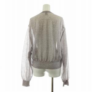 6 ROKU BEAUTY&YOUTH SUKE PULLOVERニット カットソー シアー 麻 リネン混 長袖 クルーネック シースルー グレー