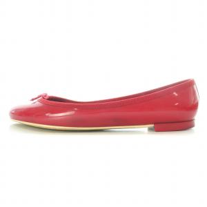 Repetto パンプス フラットシューズ ラウンドトゥ エナメル リボン 装飾 37.5 24.3cm 赤 レッド