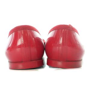 Repetto パンプス フラットシューズ ラウンドトゥ エナメル リボン 装飾 37.5 24.3cm 赤 レッド