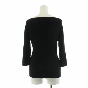 EVERYDAY I LIKE ニット セーター 七分袖 絹 シルク混 ボートネック F 黒 ブラック