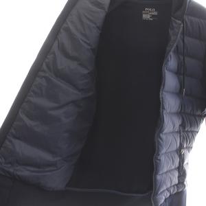 POLO RALPH LAUREN ダウンジャケット フード ジップアップ ロゴ刺繍 切替 S 紺 ネイビー