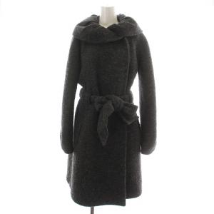 コート ダブル ロング ベルトリボン ラウンドカラー 裏地ストライプ 38 S グレー /NW18