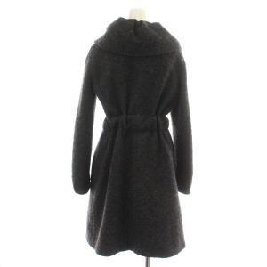 EMPORIO ARMANI コート ダブル ロング ベルトリボン ラウンドカラー 裏地ストライプ 38 S グレー /NW18