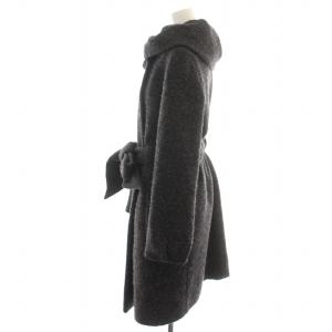 EMPORIO ARMANI コート ダブル ロング ベルトリボン ラウンドカラー 裏地ストライプ 38 S グレー /NW18