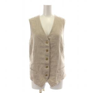 22SS リネンチノ LINEN CHINO ベスト ジレ シングル Vネック 麻 F ベージュ 22010500413010