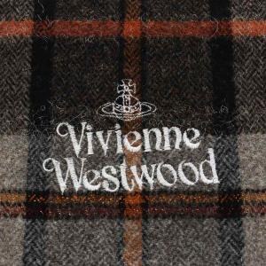 Vivienne Westwood オーブ マフラー フリンジ チェック柄 ロゴ刺繍 グレー ブラウン
