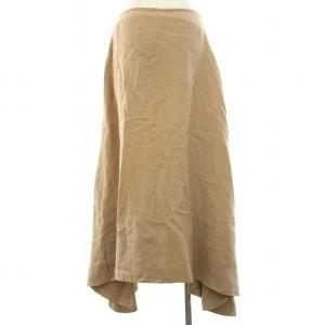 MADISONBLUE フレアスカート アシンメトリー マキシ ロング 無地 麻 リネン 2 M ベージュ