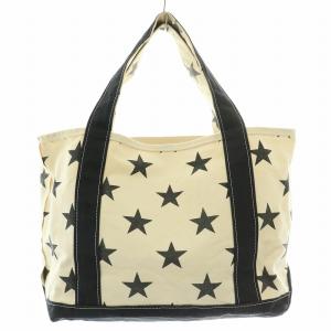 TEMBEA 星柄トートバッグ ハンドバッグ キャンバス スター バイカラー F 黒 ブラック アイボリー /BB