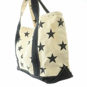 TEMBEA 星柄トートバッグ ハンドバッグ キャンバス スター バイカラー F 黒 ブラック アイボリー /BB