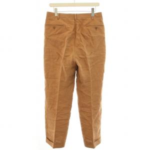 TOMORROWLAND 24SS ベルジャンリネン 2プリーツスラックス テーパードパンツ タック ジップフライ 46 S 茶