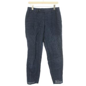 リネンシャンブレー イージースラックス ジップフライ S 紺 ネイビー 61-04-22-04004 /BB